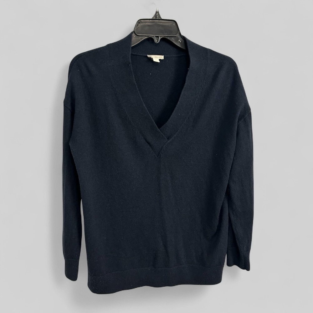 Gap navy blue preppy retro merino wool blend v neck sweater Brooklyn Small